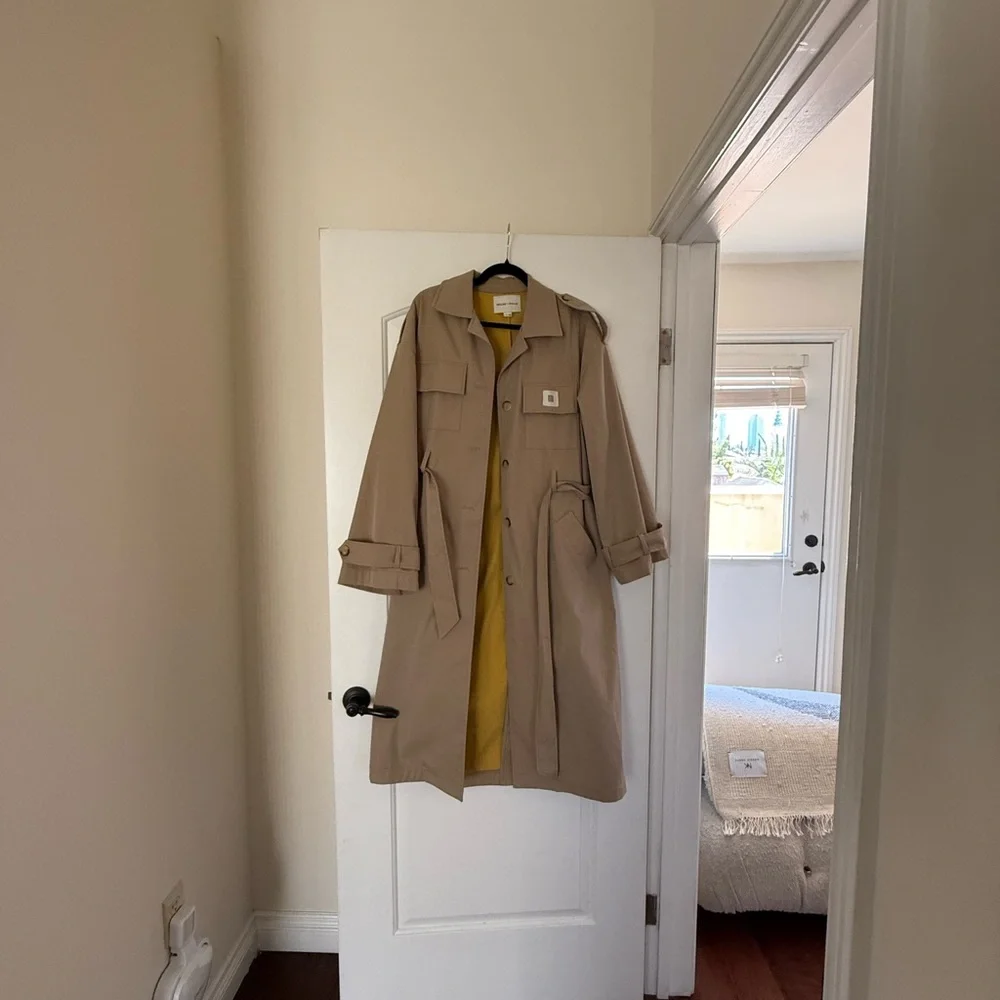 REVOLVE Tan Trench Coat with Yellow Lining - Picture 2 of 2
